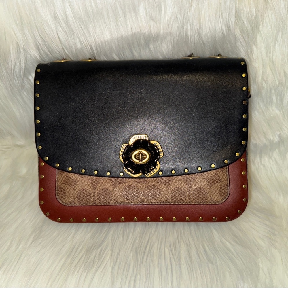 Coach Parker with Rivets and Snakeskin Purse